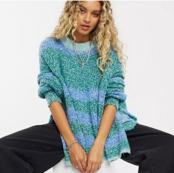 Free People BRB Tunic Sweater Oversized Colorblock - Picture 11 of 13